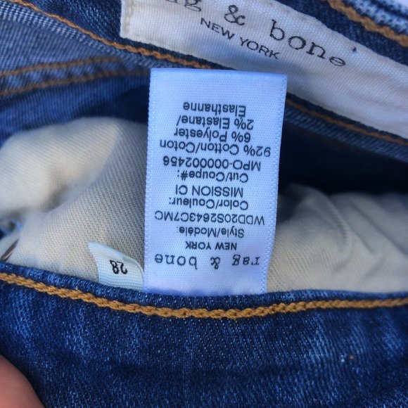 Rag and Bone Dre Low Rise Slim Fit Mid Indigo Boyfriend Jeans Size 28 - Picture 4 of 9